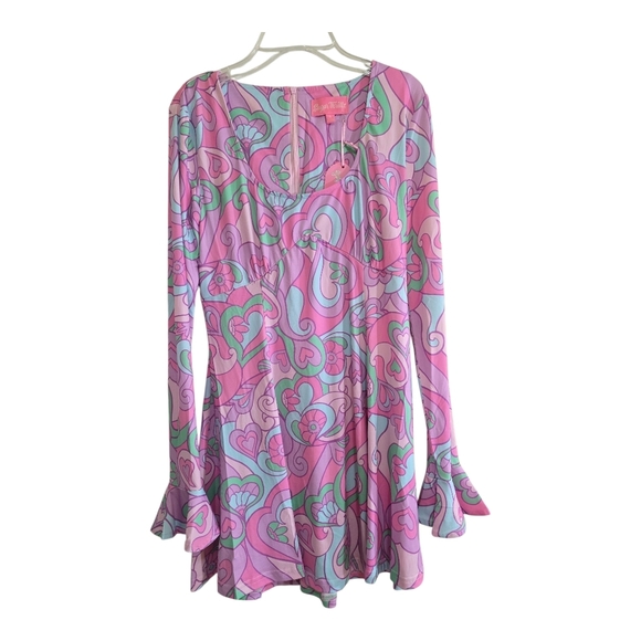 Sugar Thrillz Dresses & Skirts - NWT Dolls Kill Sugar Thrillz 70s Psychedelic Heart Mini Dress Small Flare Sleeve